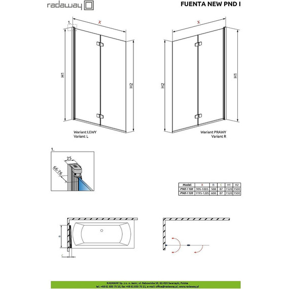 Шторка для ванны Radaway Fuenta New PND I 100 см 208210-01L, хром/прозрачное - фото 5
