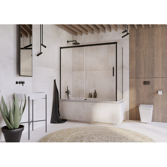 Шторка для ванны Radaway Idea Black PN DWJ+S 160x80 см L, черный/прозрачное - фото 2