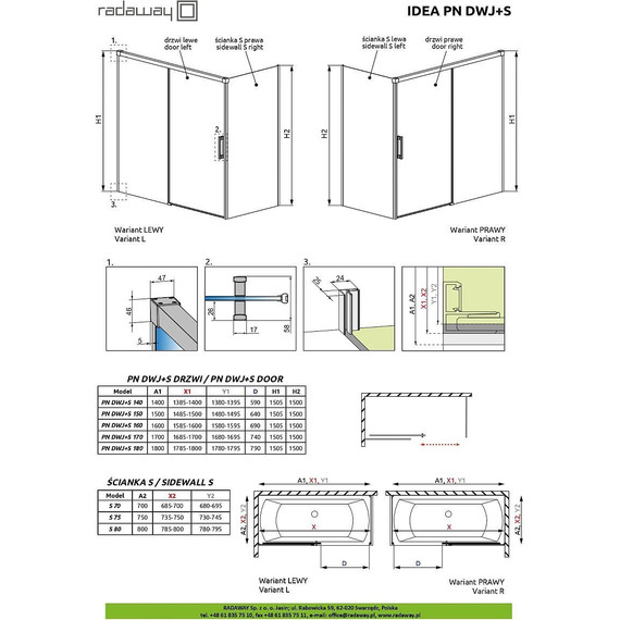 Шторка для ванны Radaway Idea Black PN DWJ+S 150x75 см R, черный/прозрачное - фото 6