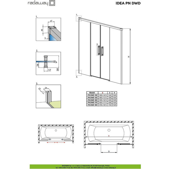 Шторка для ванны Radaway Idea PN DWD 150 см 10004150-01-01, хром/прозрачное - фото, картинка 5 Шторка для ванны Radaway Idea PN DWD 150 см 10004150-01-01, хром/прозрачное - фото 5