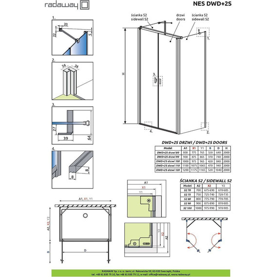 Душевое ограждение Radaway Nes DWD+2S 100x70 см, хром/прозрачное - фото 6