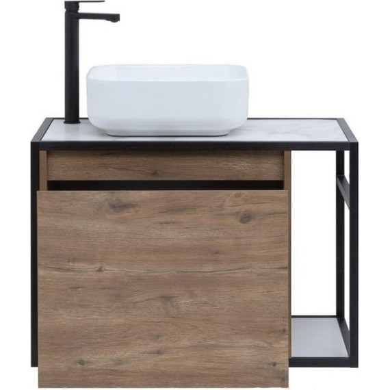 Тумба подвесная со столешницей Aquanet Nova Lite Loft 75 см 261658, дуб рустикальный L - фото 2