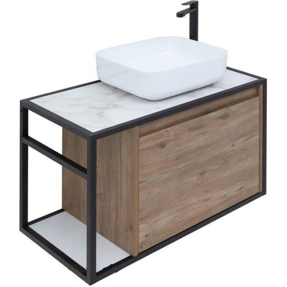 Тумба подвесная со столешницей Aquanet Nova Lite Loft 75 см 261657, дуб рустикальный R - фото 4