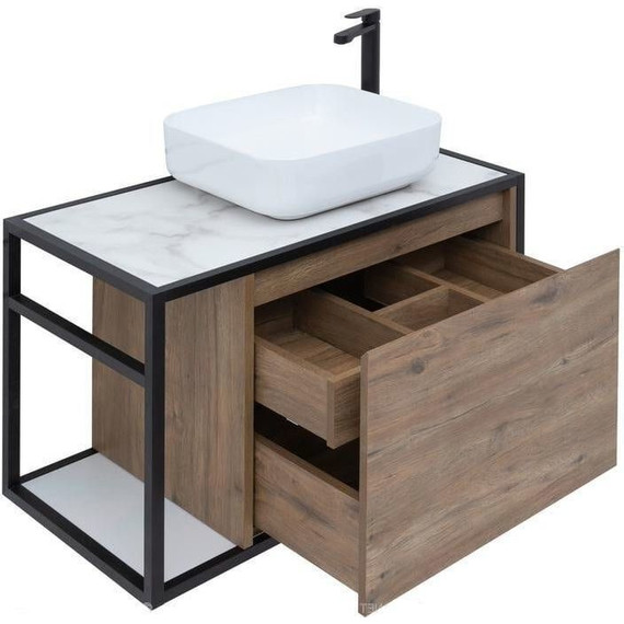 Тумба подвесная со столешницей Aquanet Nova Lite Loft 75 см 261657, дуб рустикальный R - фото 5