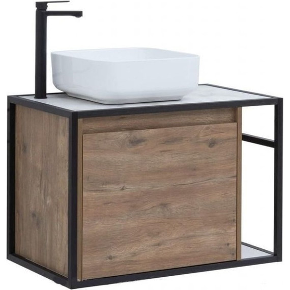 Тумба подвесная со столешницей Aquanet Nova Lite Loft 75 см 261658, дуб рустикальный L - фото 6