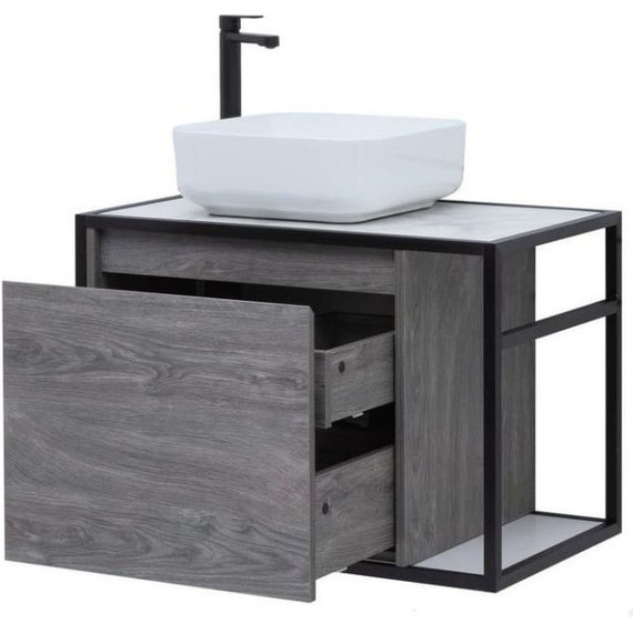 Тумба подвесная со столешницей Aquanet Nova Lite Loft 75 см 261654, дуб рошелье L - фото 4