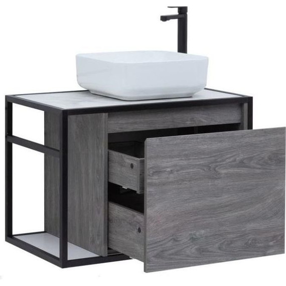 Тумба подвесная со столешницей Aquanet Nova Lite Loft 75 см 261653, дуб рошелье R - фото 4