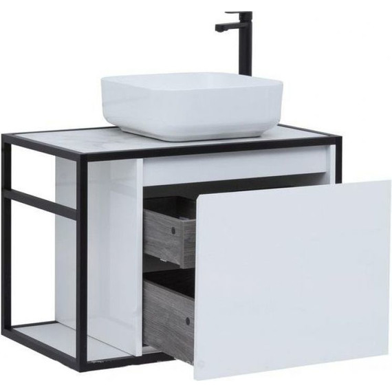 Тумба подвесная со столешницей Aquanet Nova Lite Loft 75 см 261649, белый R - фото 6