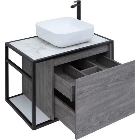 Тумба подвесная со столешницей Aquanet Nova Lite Loft 75 см 261653, дуб рошелье R - фото 8