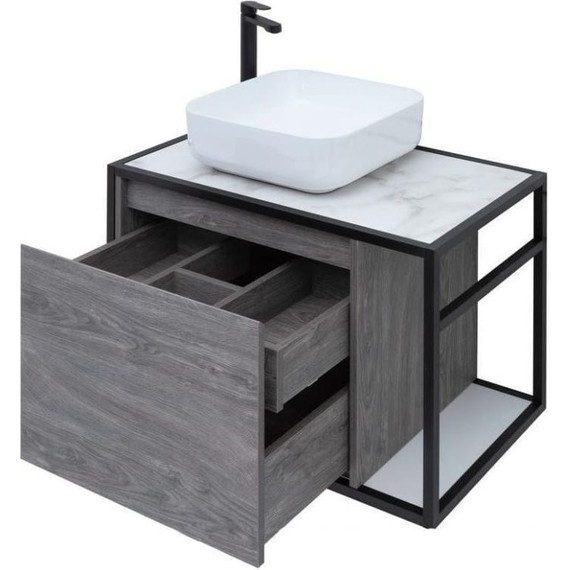 Тумба подвесная со столешницей Aquanet Nova Lite Loft 75 см 261654, дуб рошелье L - фото 8