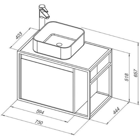 Тумба подвесная со столешницей Aquanet Nova Lite Loft 75 см 261650, белый L - фото 10