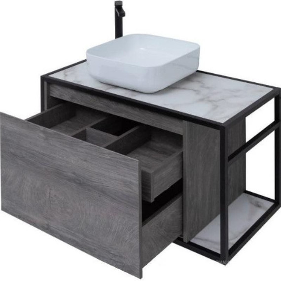 Тумба подвесная со столешницей Aquanet Nova Lite Loft 90 см 261656, дуб рошелье L - фото 4