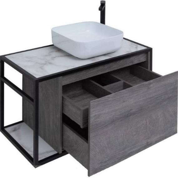 Тумба подвесная со столешницей Aquanet Nova Lite Loft 90 см 261655, дуб рошелье R - фото 4