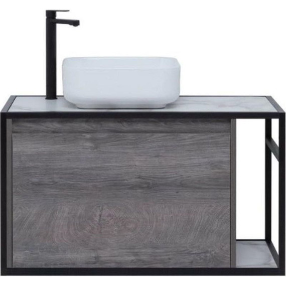 Тумба подвесная со столешницей Aquanet Nova Lite Loft 90 см 261656, дуб рошелье L - фото 5