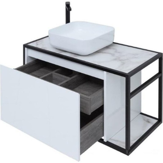 Тумба подвесная со столешницей Aquanet Nova Lite Loft 90 см 261652, белый L - фото 4