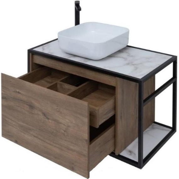 Тумба подвесная со столешницей Aquanet Nova Lite Loft 90 см 261660, дуб рустикальный L - фото 2