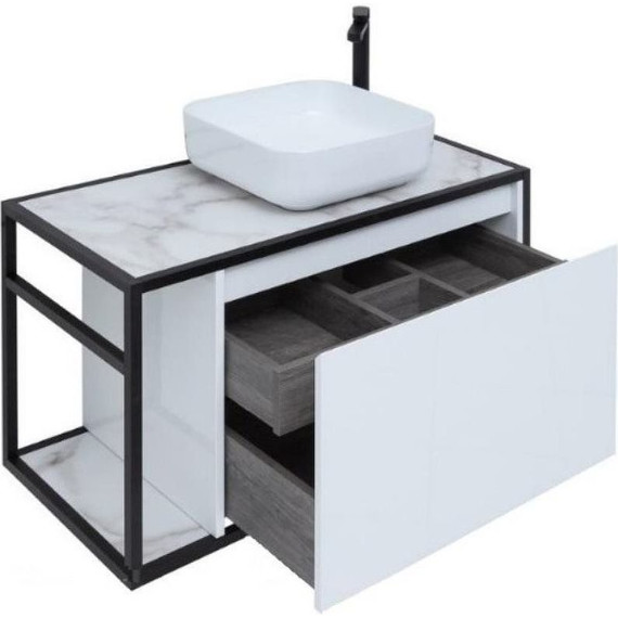 Тумба подвесная со столешницей Aquanet Nova Lite Loft 90 см 261651, белый R - фото 4