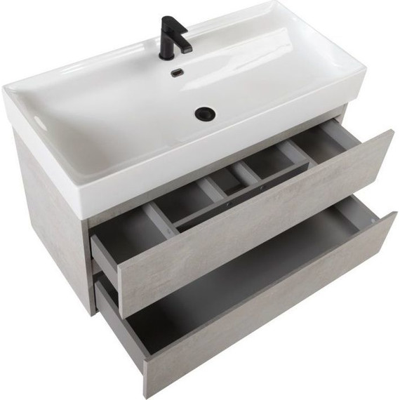 Тумба подвесная с раковиной Cezares Molveno 46-100-2C-SO-BET 100 см, Beton - фото, картинка 2 Тумба подвесная с раковиной Cezares Molveno 46-100-2C-SO-BET 100 см, Beton - фото 2