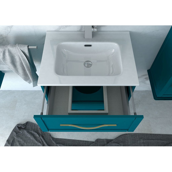 Тумба подвесная с раковиной Cezares Tiffany 60 см 54947, Blu Petrolio - фото 5