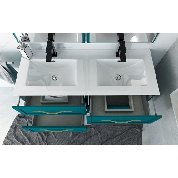 Тумба подвесная с раковиной Cezares Tiffany 120 см 54956, Blu Petrolio - фото 2