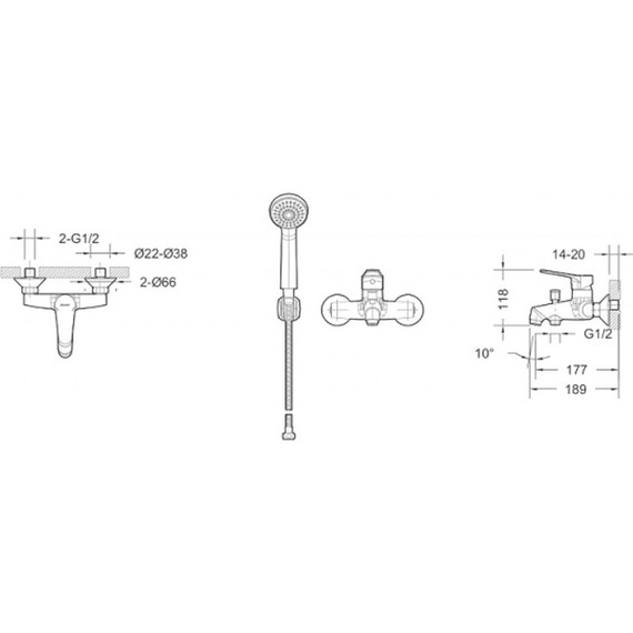 Смеситель для ванны Bravat Emeralda F6135147CP-B-RUS - фото, картинка 3 Смеситель для ванны Bravat Emeralda F6135147CP-B-RUS - фото 3