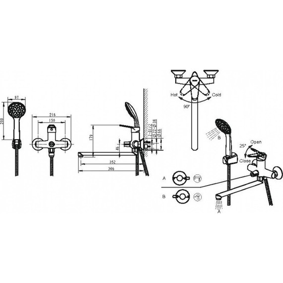 Смеситель для ванны Bravat Emeralda F6135147CP-LB-RUS - фото 3