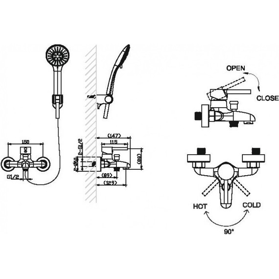 Смеситель для ванны Bravat Slim F6332366CP-01-RUS - фото 2
