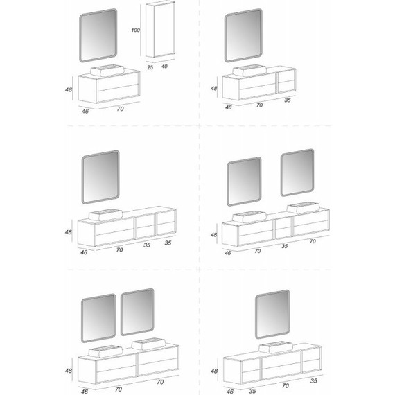 Тумба подвесная с раковиной Cezares Bellagio 70 см 54716, белый/Rovere Tabacco - фото 15