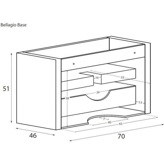 Тумба подвесная с раковиной Cezares Bellagio 70 см 54716, белый/Rovere Tabacco - фото 13