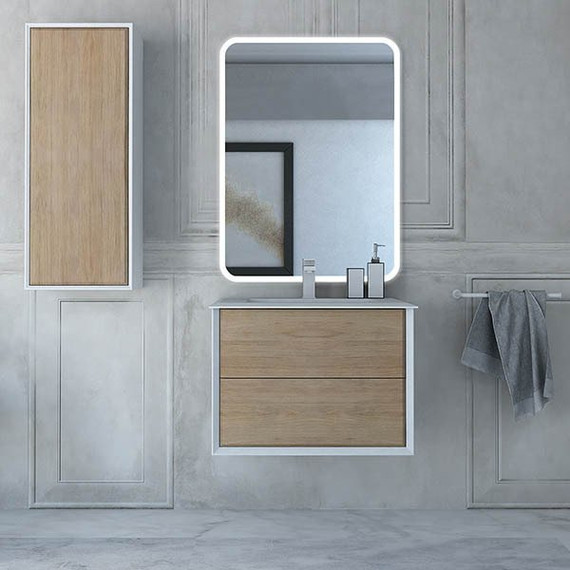 Тумба подвесная с раковиной Cezares Bellagio 70 см 54716, белый/Rovere Tabacco - фото 2