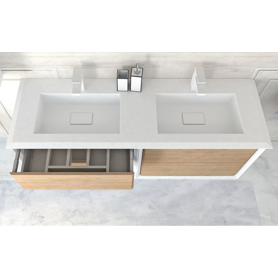 Тумба подвесная с раковиной Cezares Bellagio 70 см 54716, белый/Rovere Tabacco - фото 8