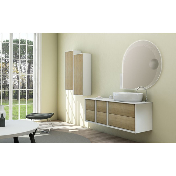 Тумба подвесная с раковиной Cezares Bellagio 70 см 54716, белый/Rovere Tabacco - фото 7