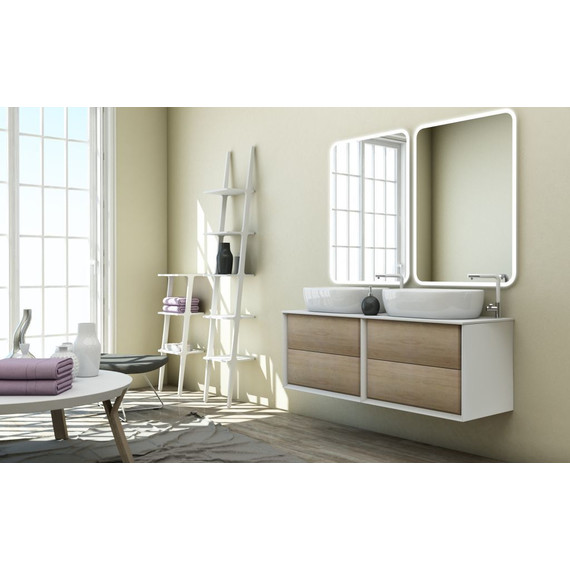 Тумба подвесная с раковиной Cezares Bellagio 70 см 54716, белый/Rovere Tabacco - фото 6