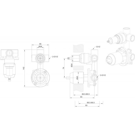 Скрытая часть для смесителя Bravat D969BW-B-ENG - фото 2