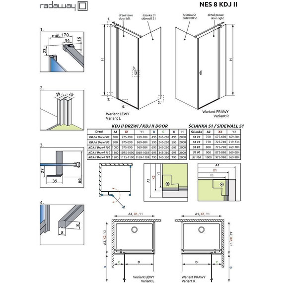 Душевое ограждение Radaway Nes 8 KDJ II 100x75 см R (стекло 8 мм), хром/прозрачное - фото 9
