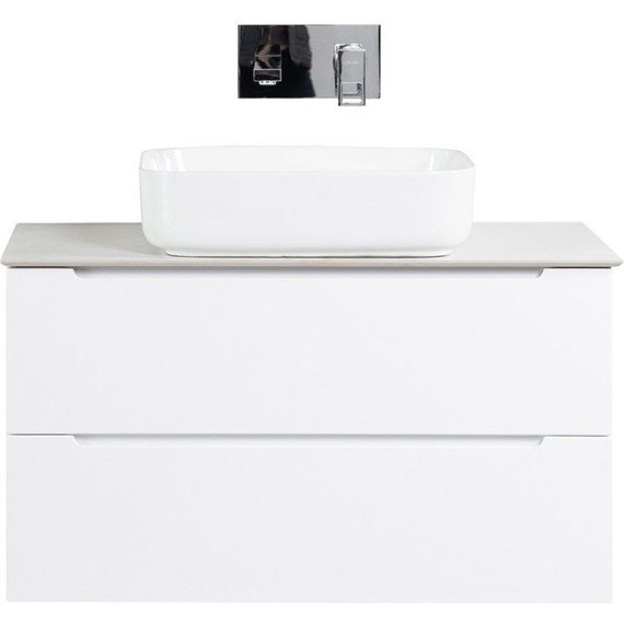 Тумба подвесная со столешницей BelBagno ETNA-900-2C-SO-BL-P 90 см, Bianco Lucido/Bianco Opaco, Цвет фасада: Bianco Lucido - фото 