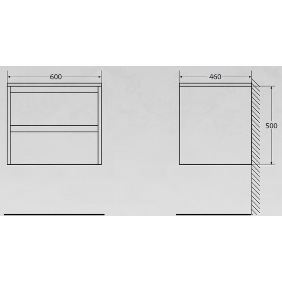 Тумба подвесная со столешницей BelBagno KRAFT-600-2C-SO-BO 60 см, Bianco Opaco/Cemento - фото 4