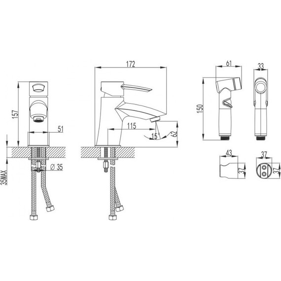 Смеситель для раковины с лейкой для биде Lemark Atlantiss LM3216C - фото 5