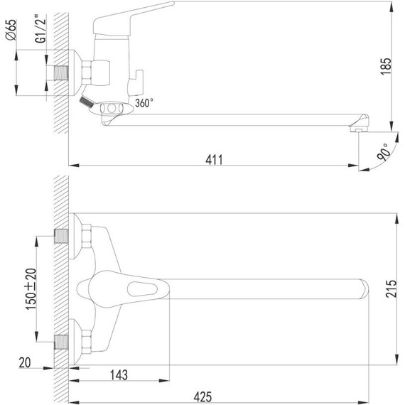 Смеситель для ванны Lemark Luna LM4151C - фото 2