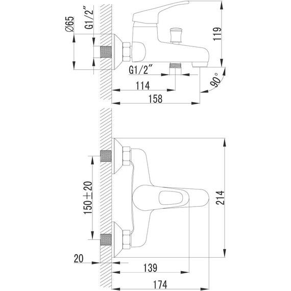 Смеситель для ванны Lemark Omega LM3102C - фото, картинка 5 Смеситель для ванны Lemark Omega LM3102C - фото 5