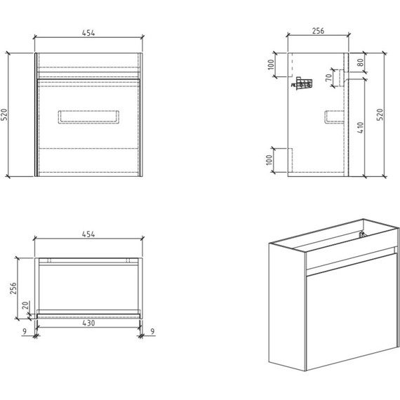 Тумба подвесная с раковиной BelBagno 46 см PIETRA MINI-460-1A-SO-SCM-L, цемент - фото, картинка 5 Тумба подвесная с раковиной BelBagno 46 см PIETRA MINI-460-1A-SO-SCM-L, цемент - фото 5