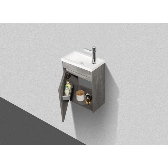Тумба подвесная с раковиной BelBagno 40 см PIETRA MINI-400-1A-SO-SCM-L, цемент - фото 2