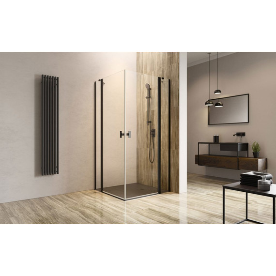 Душевое ограждение Radaway Nes 8 Black KDD II 80x100 см (стекло 8 мм), черный/прозрачное - фото 2