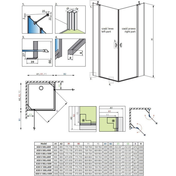 Душевое ограждение Radaway Nes 8 KDD II 90x100 см (стекло 8 мм), хром/прозрачное - фото 6