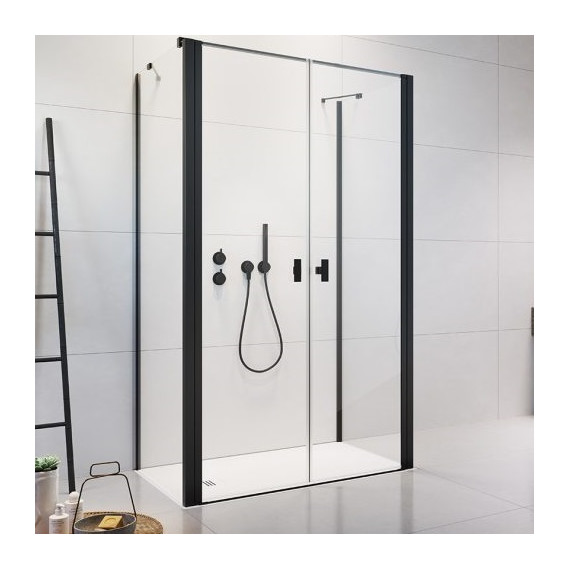 Душевое ограждение Radaway Nes 8 Black DWD+2S 100x70 см (стекло 8 мм), черный/прозрачное - фото 