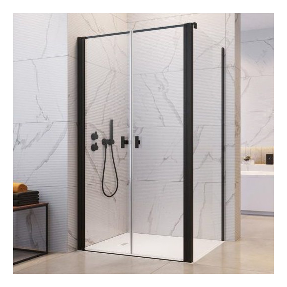 Душевое ограждение Radaway Nes Black DWD+S 100x70 см, черный/прозрачное - фото 