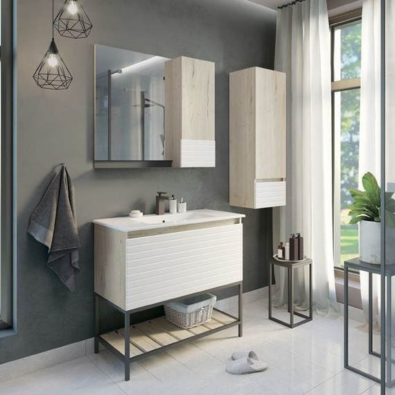 Тумба напольная с раковиной Comforty Страсбург 90 см, дуб дымчатый - фото 6