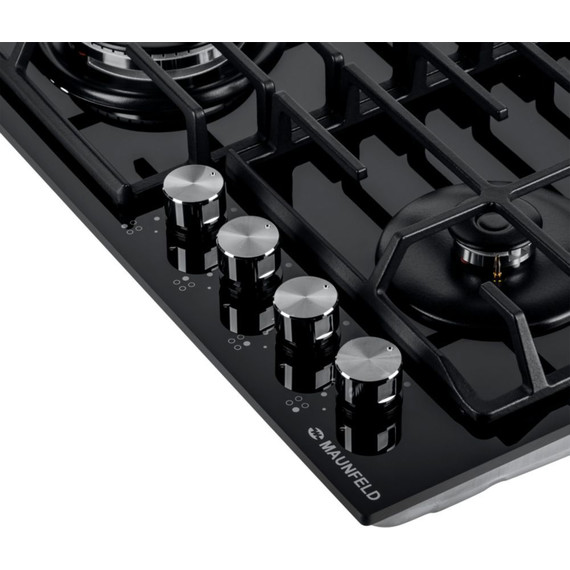 Газовая варочная поверхность Maunfeld EGHG.64.6CB/G (чёрное стекло) - фото 2