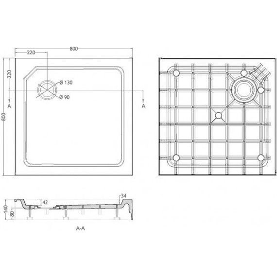 Поддон SMC Cezares TRAY-SMC-A-80-550-150-W 80x80 см - фото 7