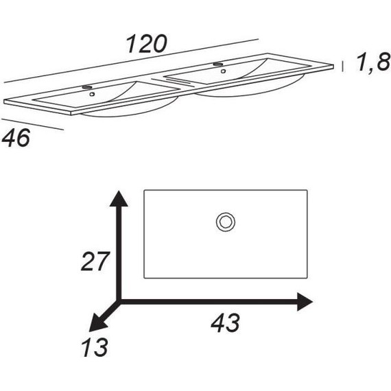 Тумба подвесная с раковиной Cezares Urban 120 см 55163, Grigio opaco - фото 6